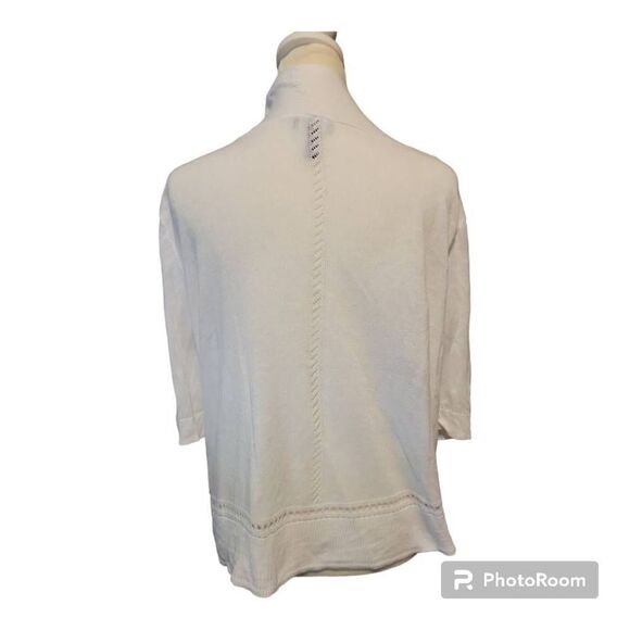 Jones New York White Cardigan with Knit Embellishments Women's Size Medium - Picture 3 of 7
